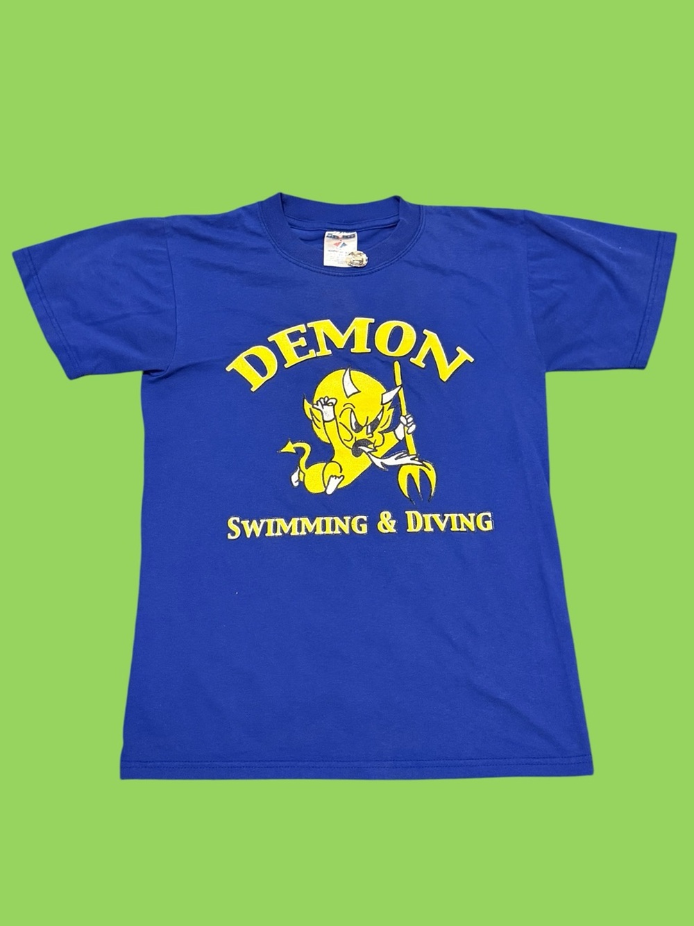 Vintage Demon Swimming and Diving Shirt Goth Emo Grunge 90s Jerzees Y2K Small